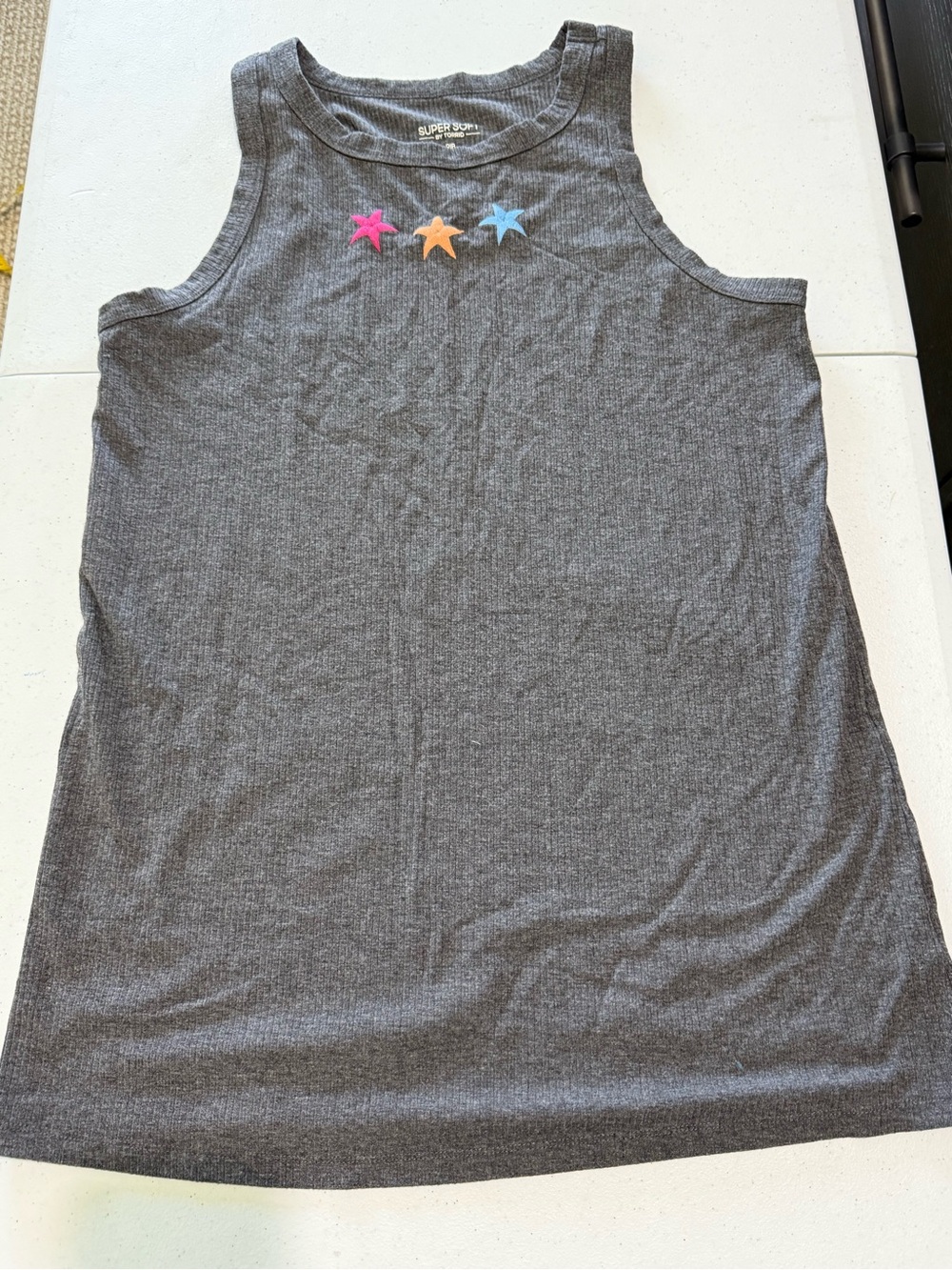 Torrid Super Soft Women's Charcoal Tank Top with Star Appliqués